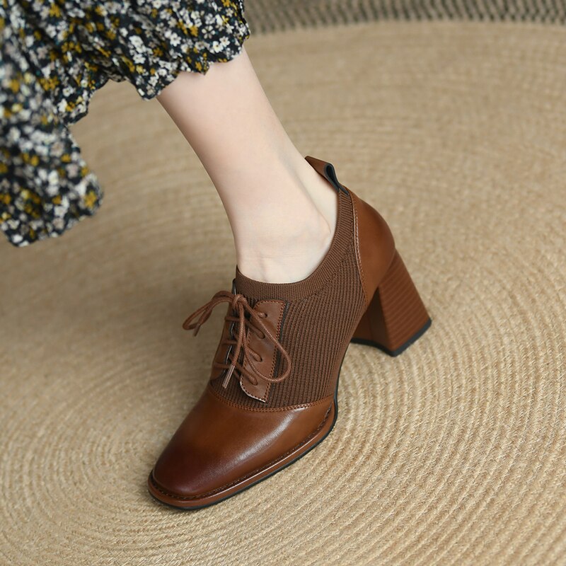 Oxford Sapato Feminino Bico Fino com Salto