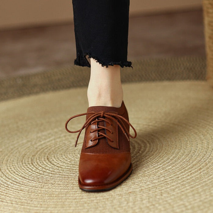Oxford Sapato Feminino Bico Fino com Salto