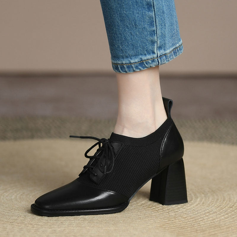 Oxford Sapato Feminino Bico Fino com Salto