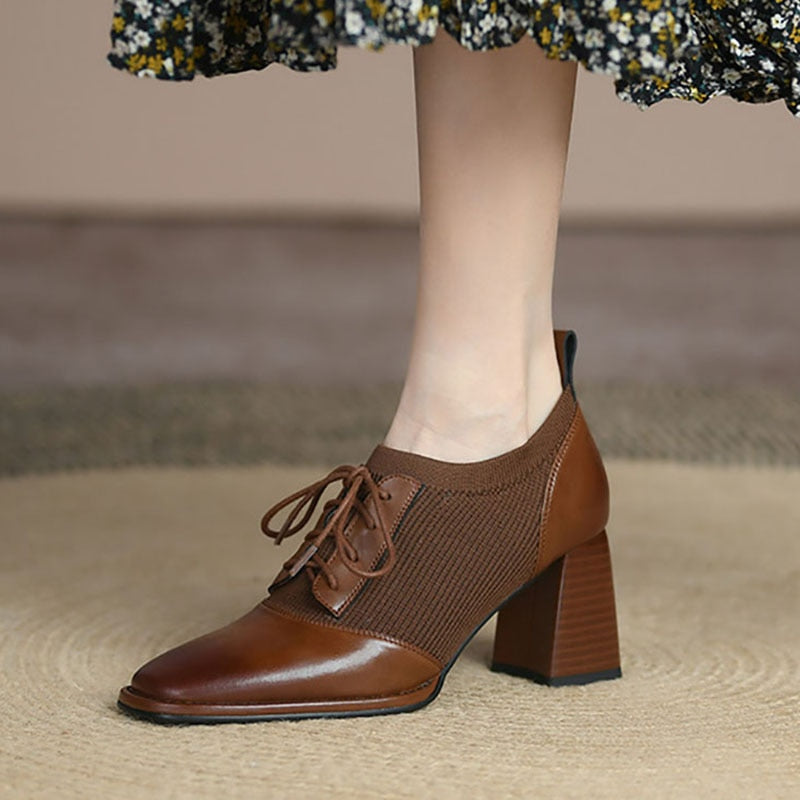 Oxford Sapato Feminino Bico Fino com Salto