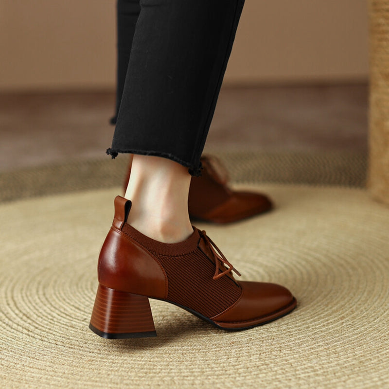 Oxford Sapato Feminino Bico Fino com Salto