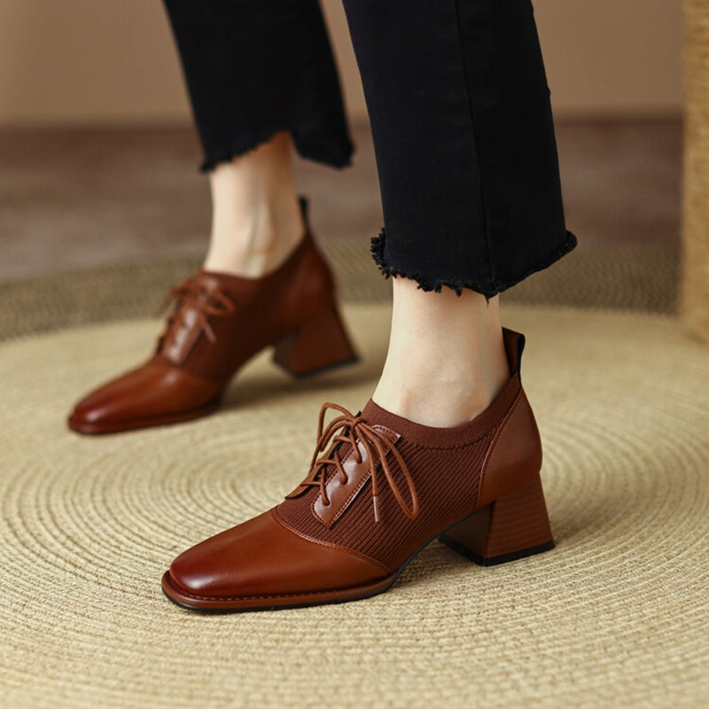 Oxford Sapato Feminino Bico Fino com Salto