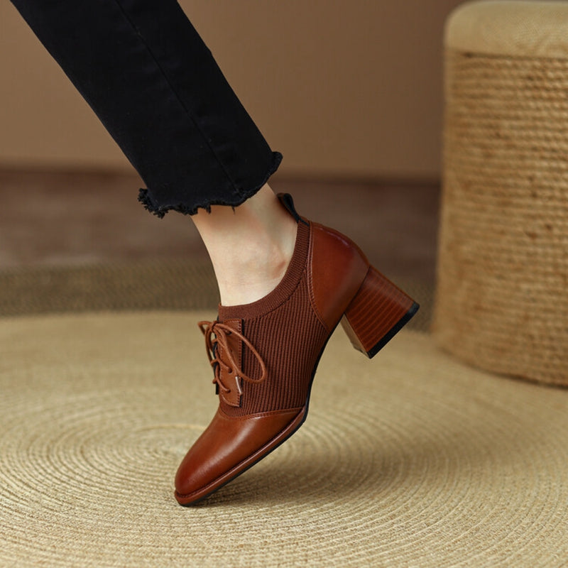 Oxford Sapato Feminino Bico Fino com Salto