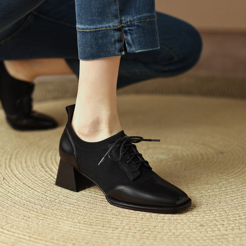 Oxford Sapato Feminino Bico Fino com Salto