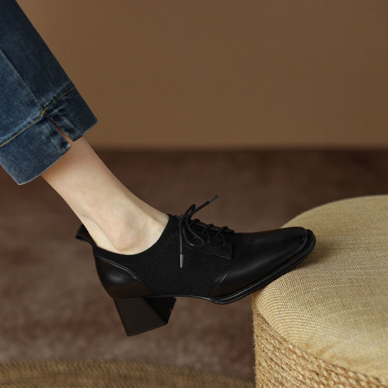 Oxford Sapato Feminino Bico Fino com Salto